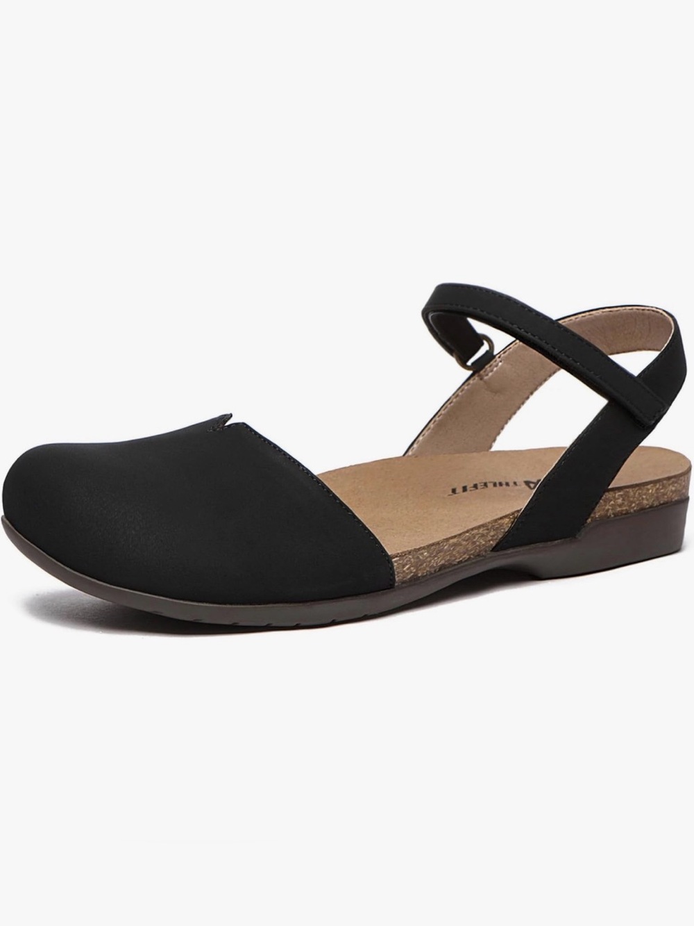 Athlefit Black Leather Mary Jane Comfort Sandals Cork Footbed Orthopedic 9